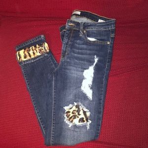 Distressed leopard boutique Jeans